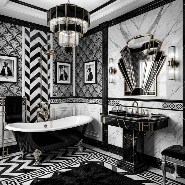 Art Deco Glamour Black and White Bathroom