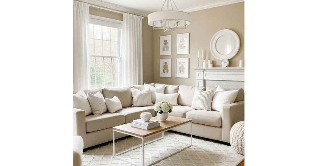 Beige Elegance with White Accents Living Room