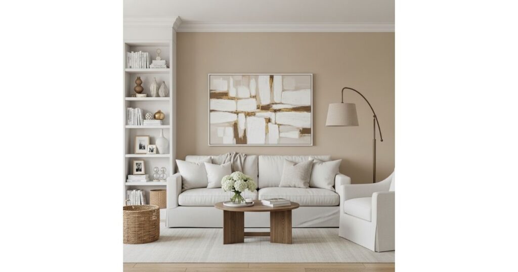 Beige and White Family Room