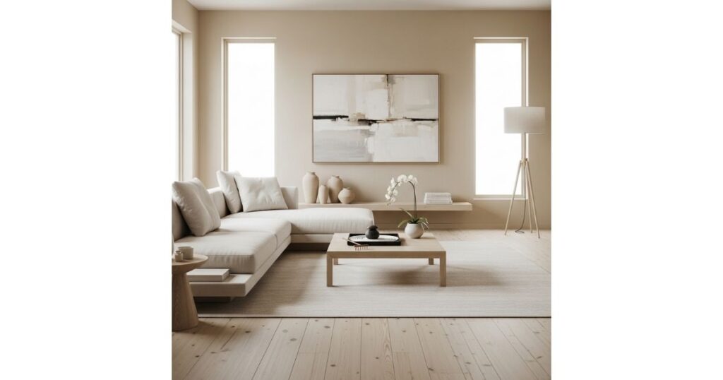 Beige and White Zen Retreat Living Room