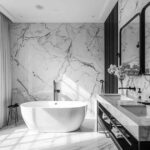 Elegant Marble Escape Blue and White Bathroom