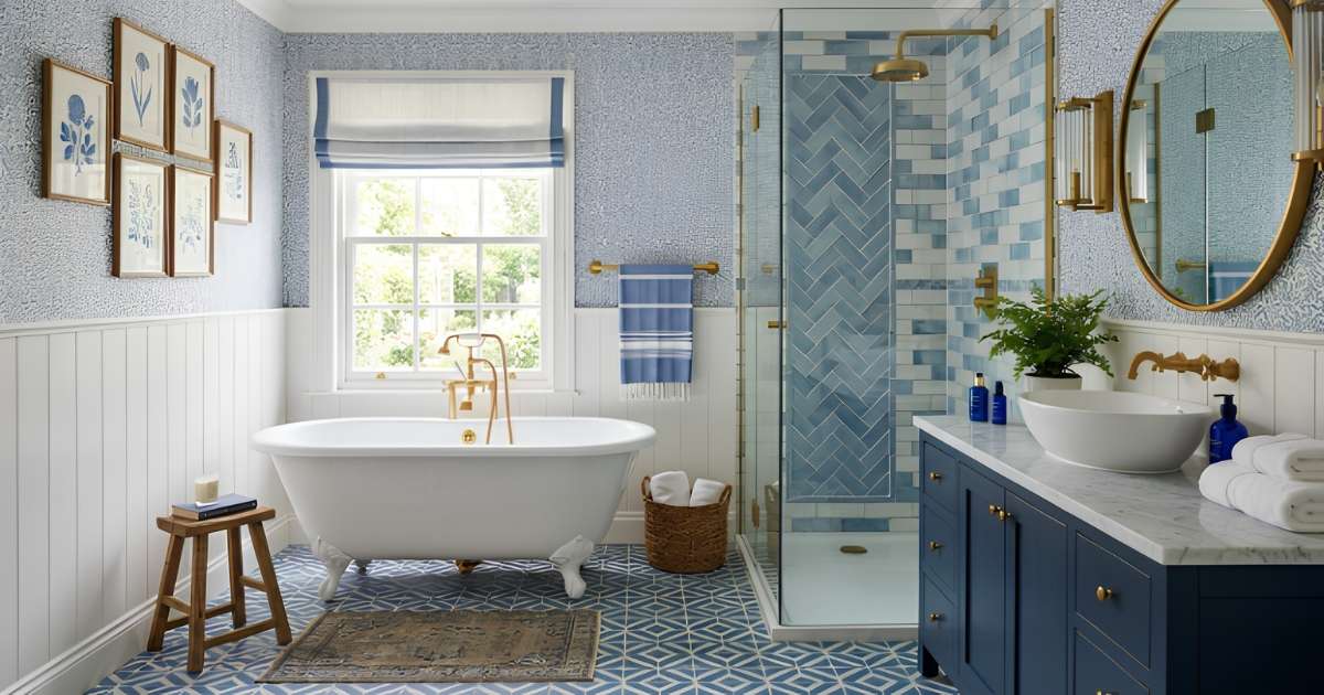 Blue and White Bathroom