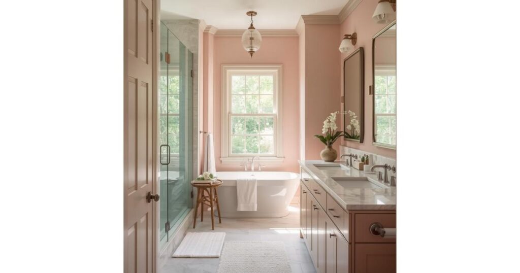 Pink and Sage Green Bathroom