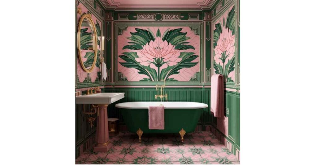 Blush Paradise green and pink Bathroom