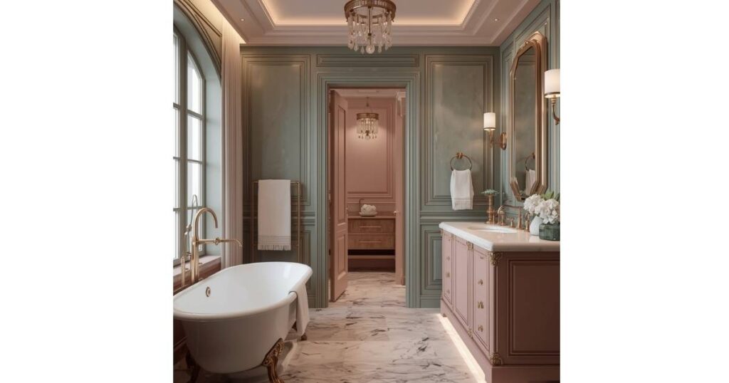 Blush and Sage Luxe Wet Room green and pink Bathroom