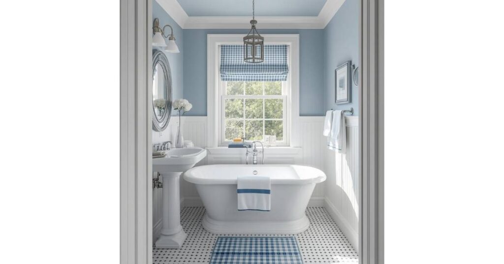 Classic Nautical Charm Blue and White Bathroom