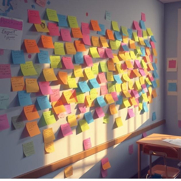 Colorful Post-It Notes Wall