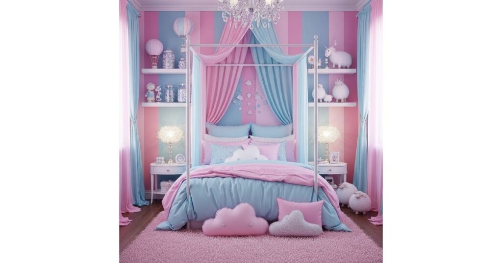 Cotton Candy Whimsy pink and blue bedroom