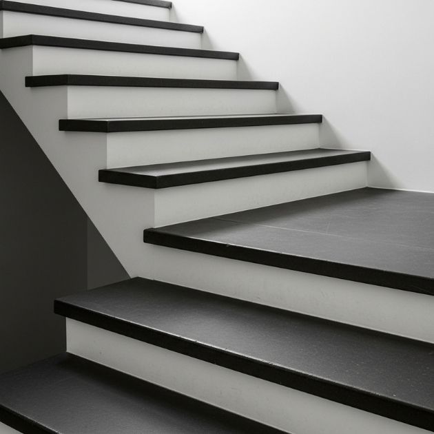 Create Contrast with Grey Treads and White Risers Satairs