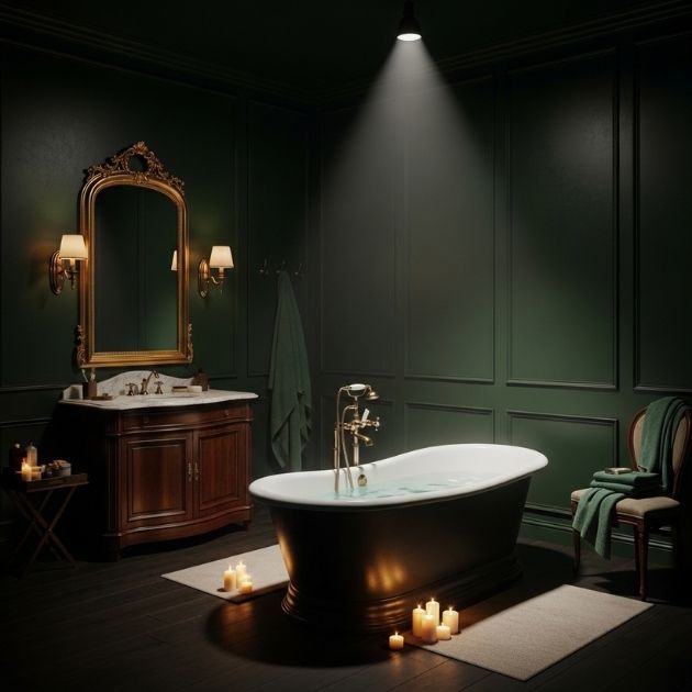Dark Green Drama Bathroom