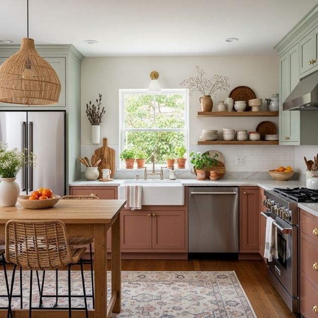 Earthy Blush and Sage Kitchen Retreat