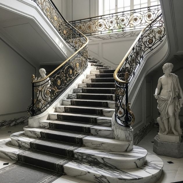 Elegance with Grey and White Marble Stairs