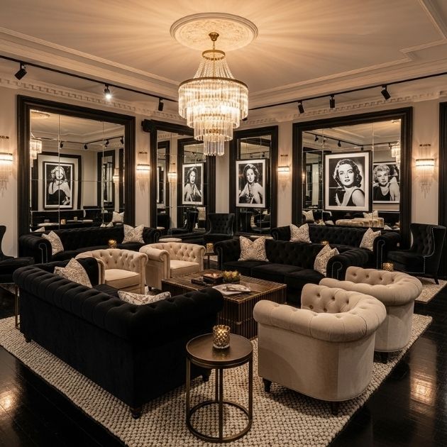 Glamorous Hollywood Black and Beige Lounge