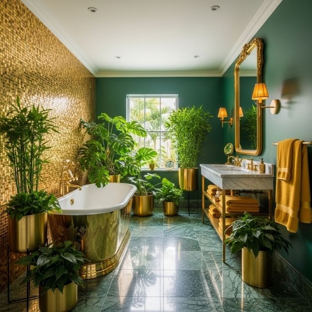Golden Green Oasis Bathroom