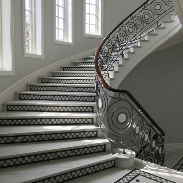 Grey and White Patterns Stairs