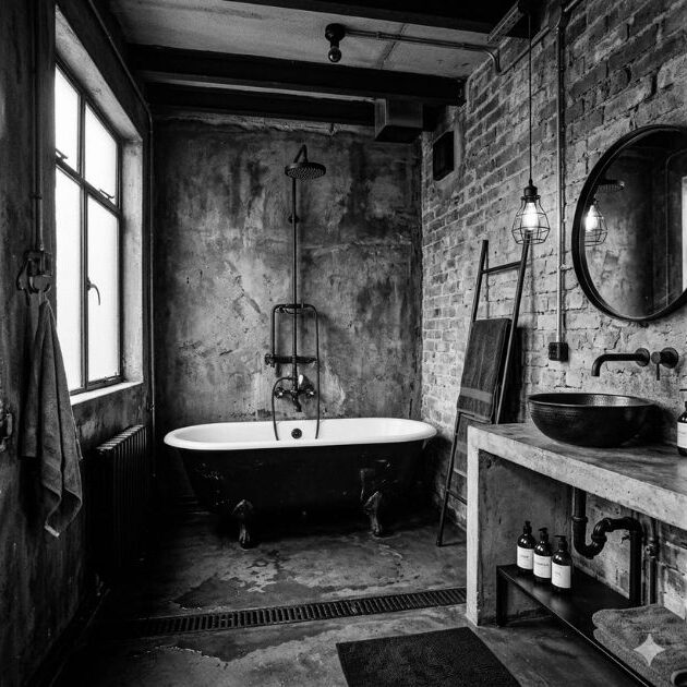Industrial Monochrome Black and White Bathroom