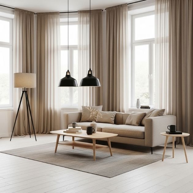 Japandi-Inspired Balance Black and Beige Living Room