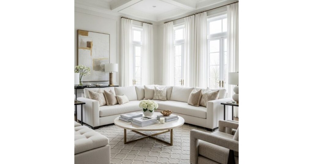Luxe Neutrals White and Beige Living Room