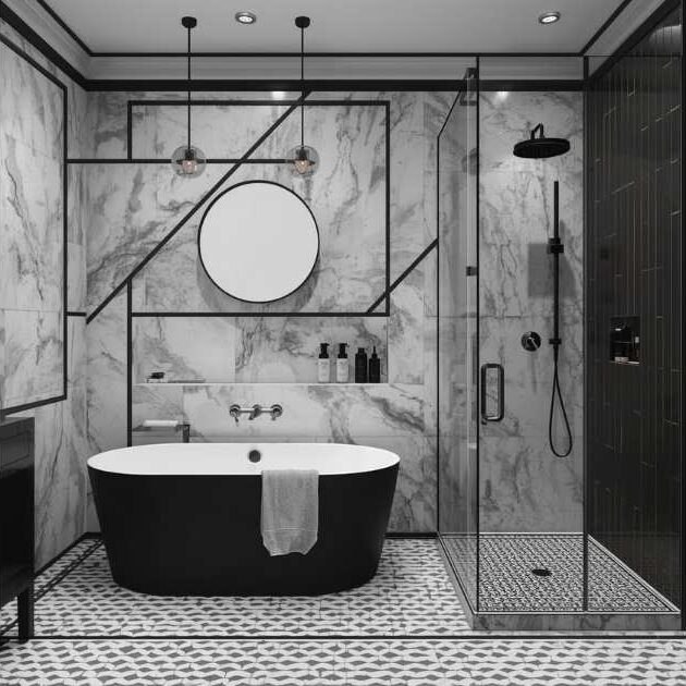 Luxury Monochrome Spa Black and White Bathroom