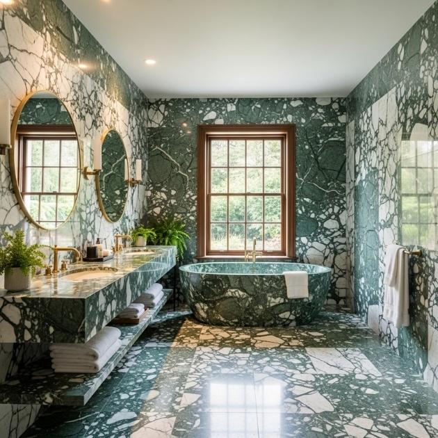 Marbled Green Elegance Bathroom
