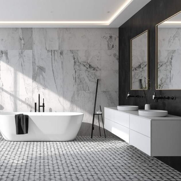 Modern Minimalist Haven Black and White Bathroom