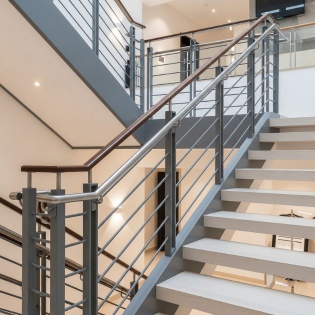 Modern Rails with a Grey Finish Stairs