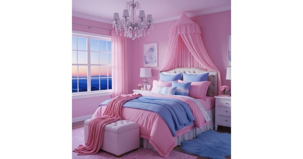 Rosy Twilight Escape pink and blue bedroom