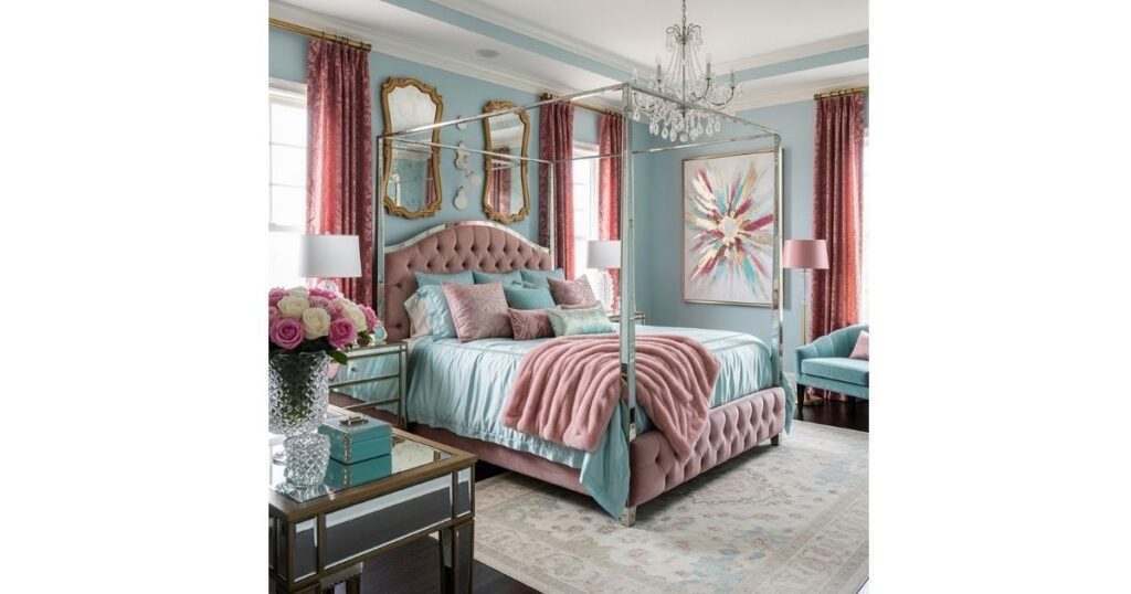 Royal Rose and Aqua Chic Pink and Blue Bedroom