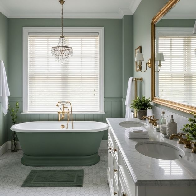 Sage Green Elegance  Bathroom