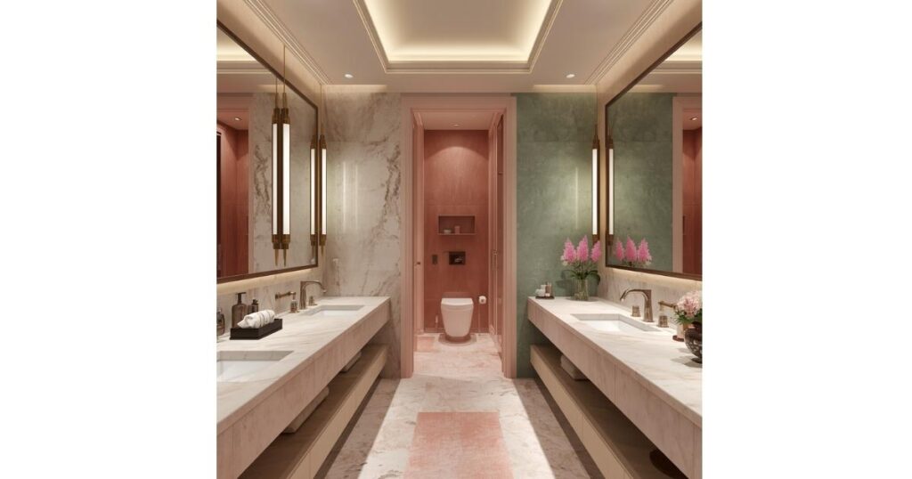 Luxury Spa Pink And Green Bathroom