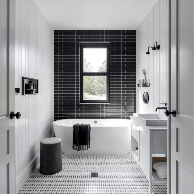 Scandinavian Simplicity Black and White Bathroom