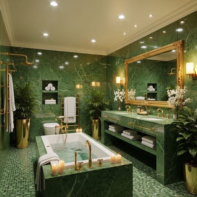 Shimmering Green Spa Bathroom