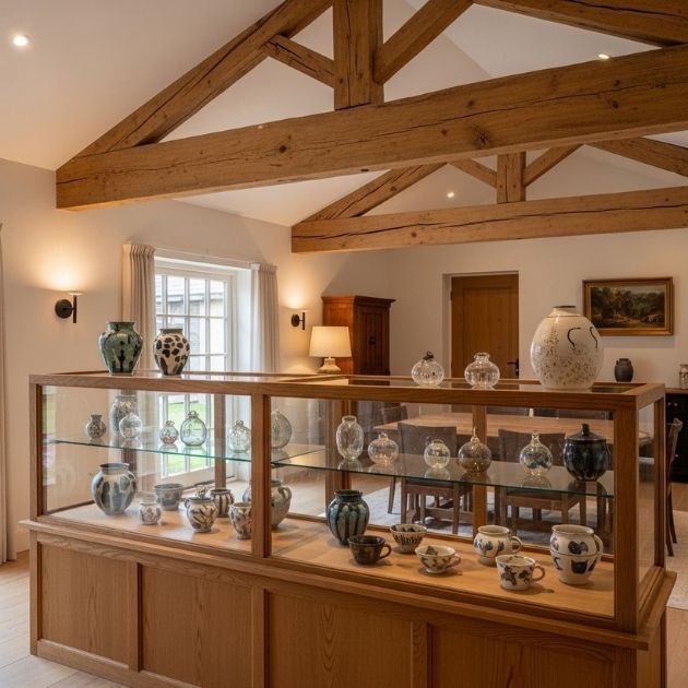 Showcase with Exposed Wooden Beams