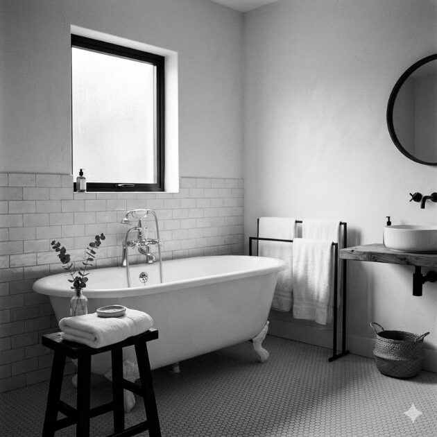 Simple Monochrome Serenity Black and White Bathroom