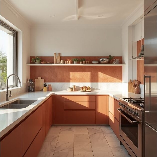 Subtle Terracotta Highlights Kitchen