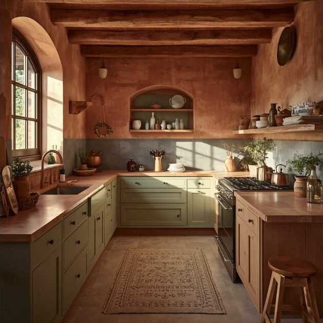 Terracotta Warmth with Sage Green Kitchen
