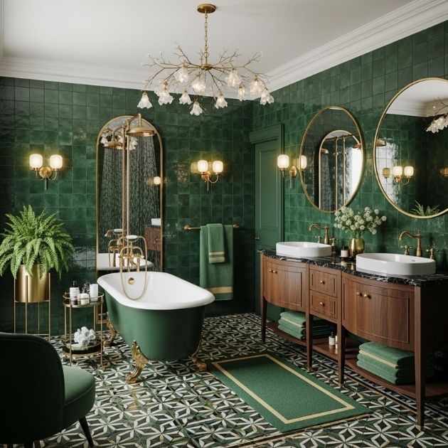Timeless Green and Gold Bath