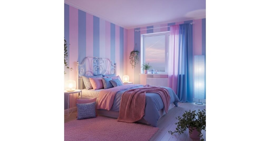 Twilight Glow Pink And Blue Bedroom