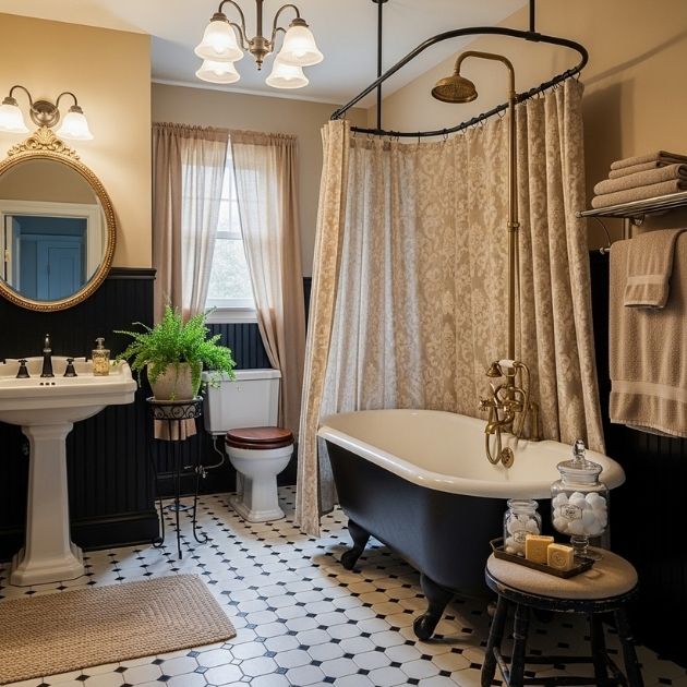 Vintage Black and Beige Charm Bathroom