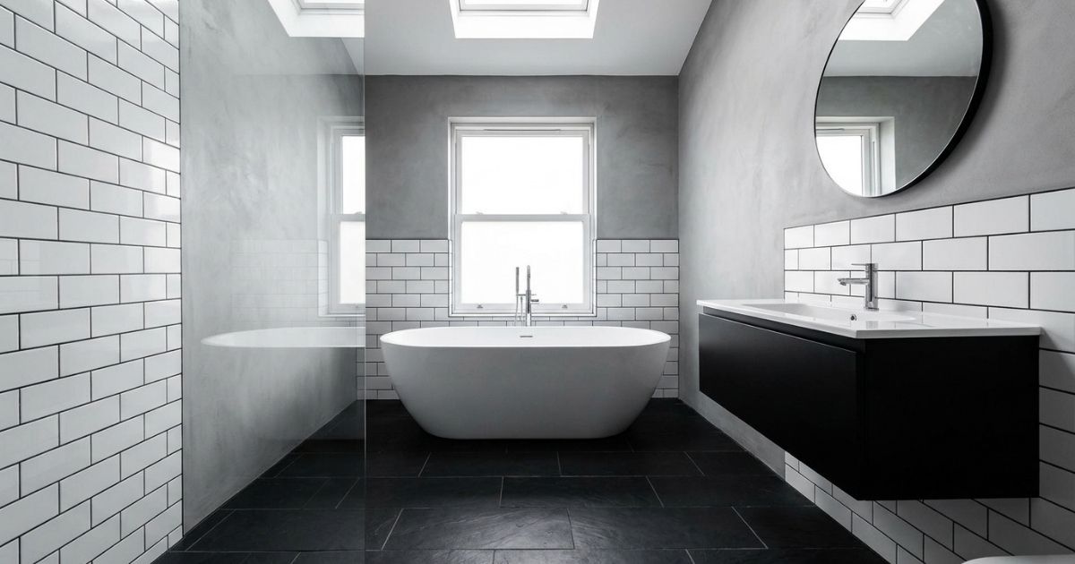 Bathrooms with Dark Floors