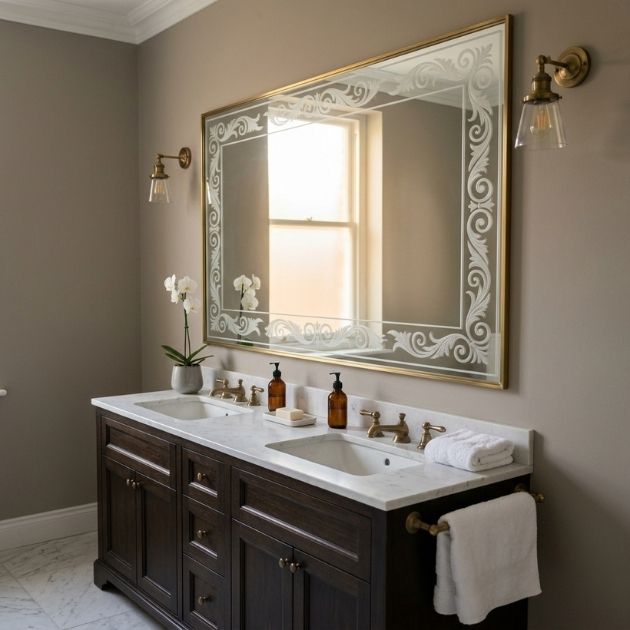 Mirrors with Etched Designs