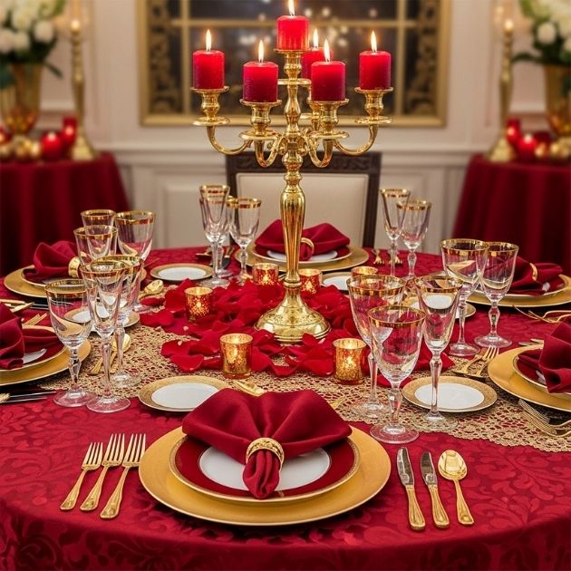 Red and Gold Table Settings