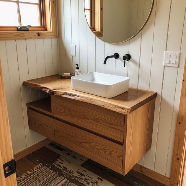 Use a Floating Vanity for Airiness