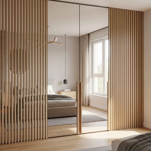 Vertical Wood Slat Overlay Screen