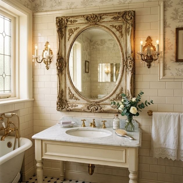 Vintage Mirror with Decorative Frame