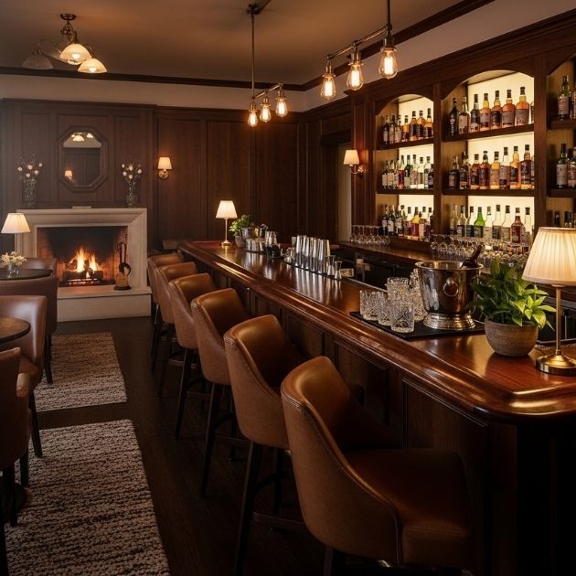 Warm brown tones can transform your bar into a cozy haven