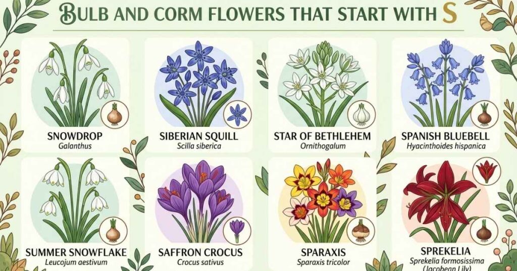 Bulb and Corm Flowers That Start With S