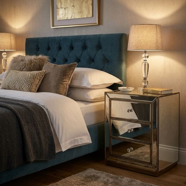 Mirrored Nightstands for a Touch of Glamour