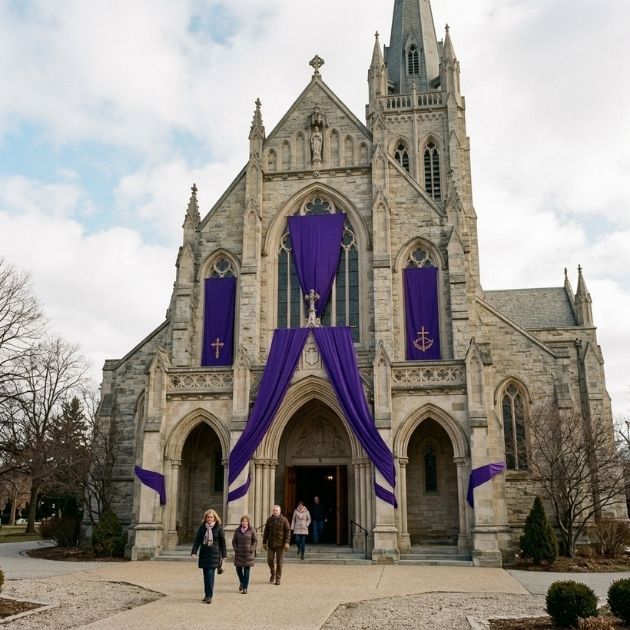 Purple Banners and Fabrics