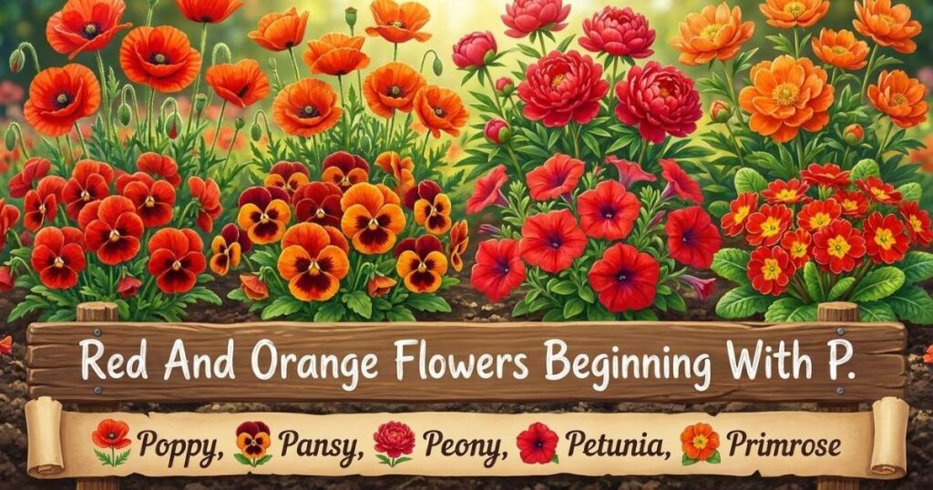 Red And Orange Flowers Beginning With P